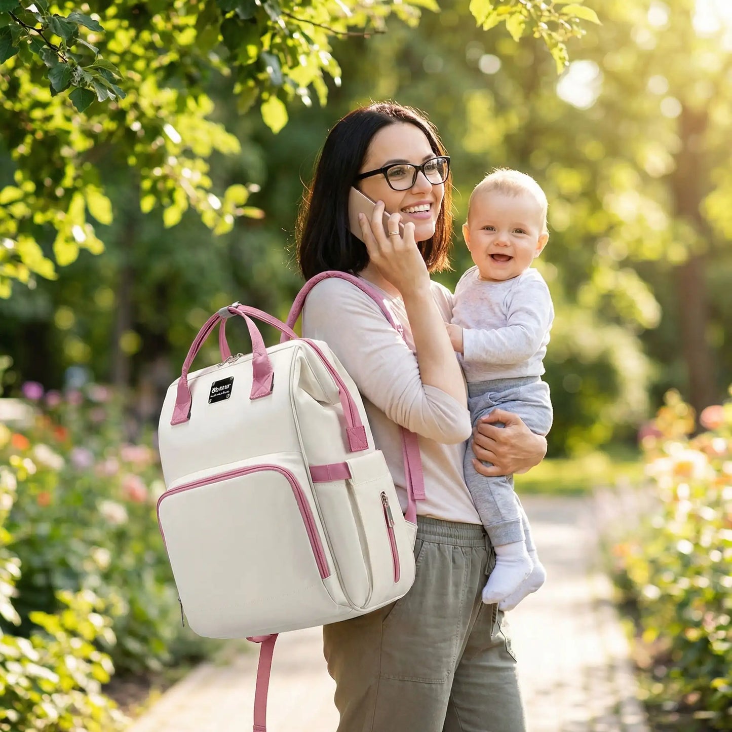 sac dos a langer beige nuage latte elegance