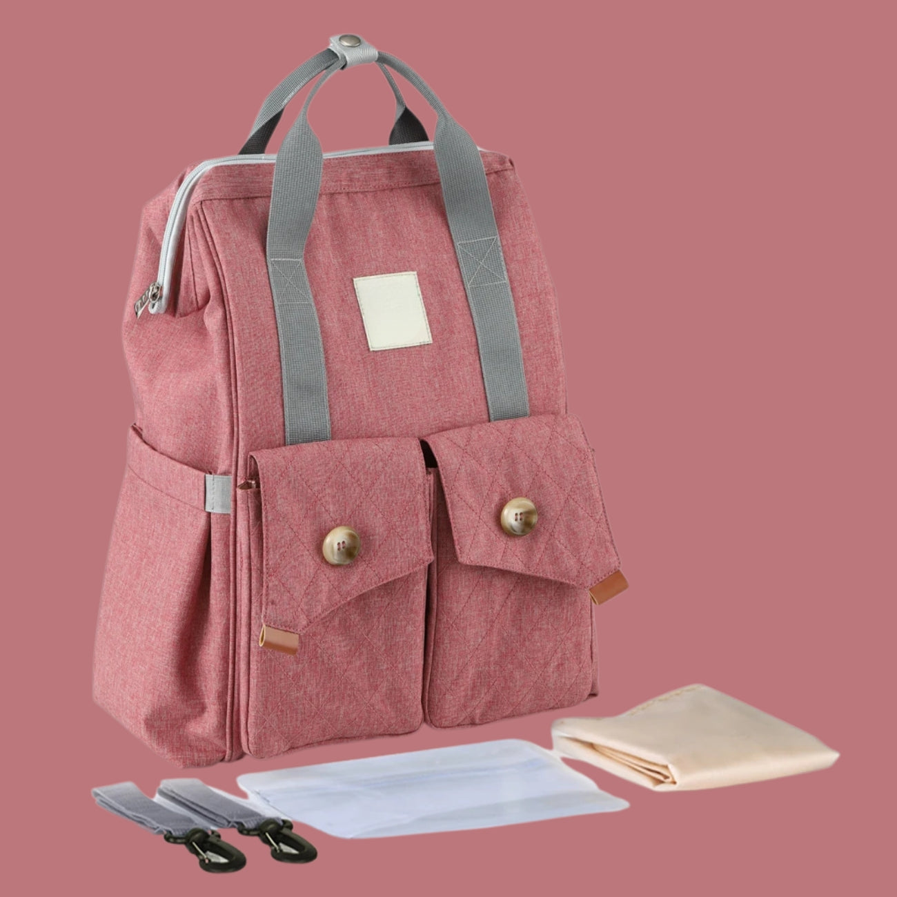 sac a langer a dos complet rouge