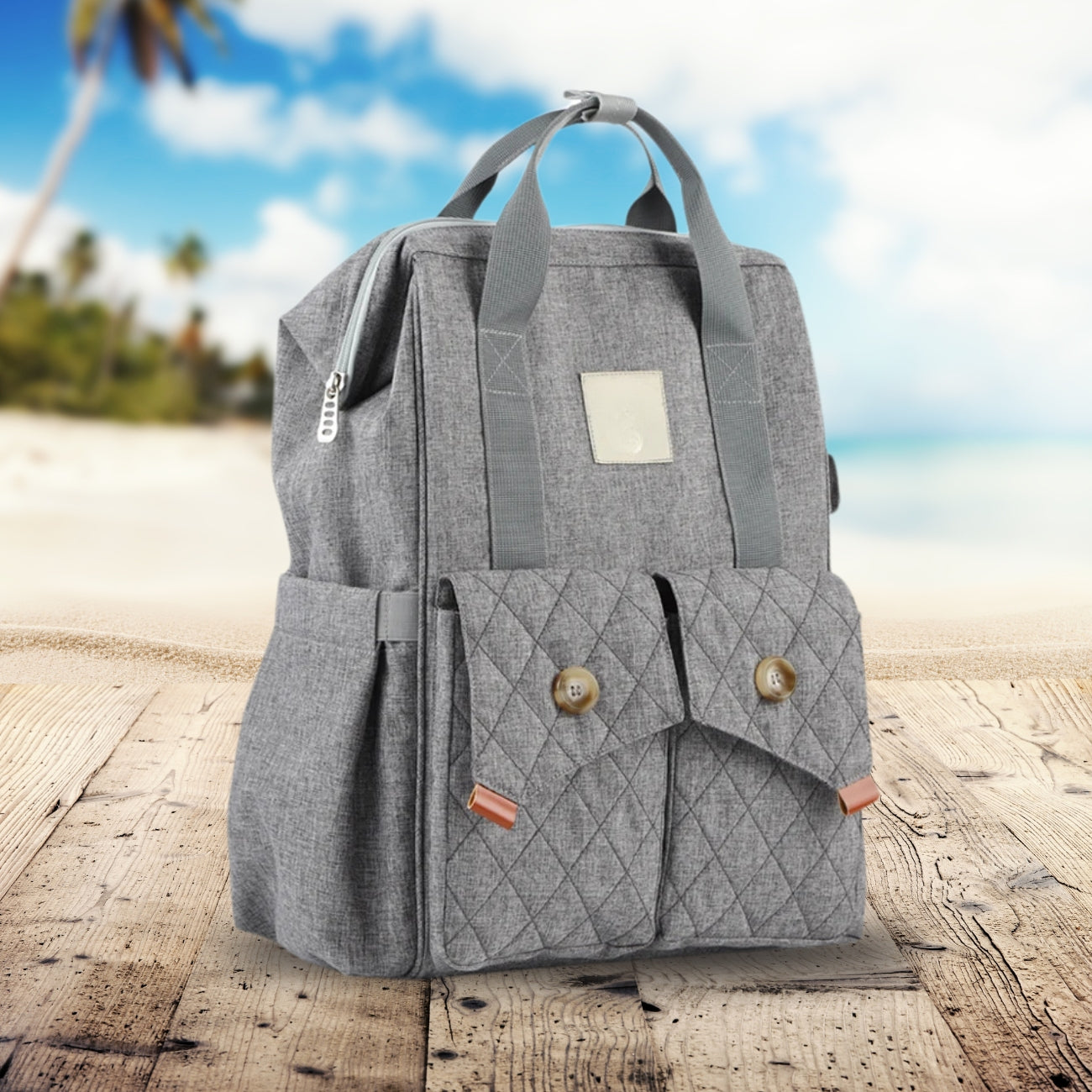 sac a langer a dos gris