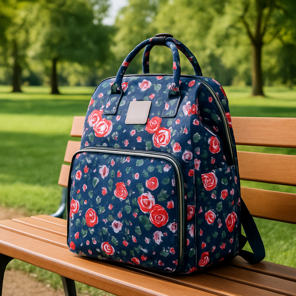 sac a langer fille bleu fleur