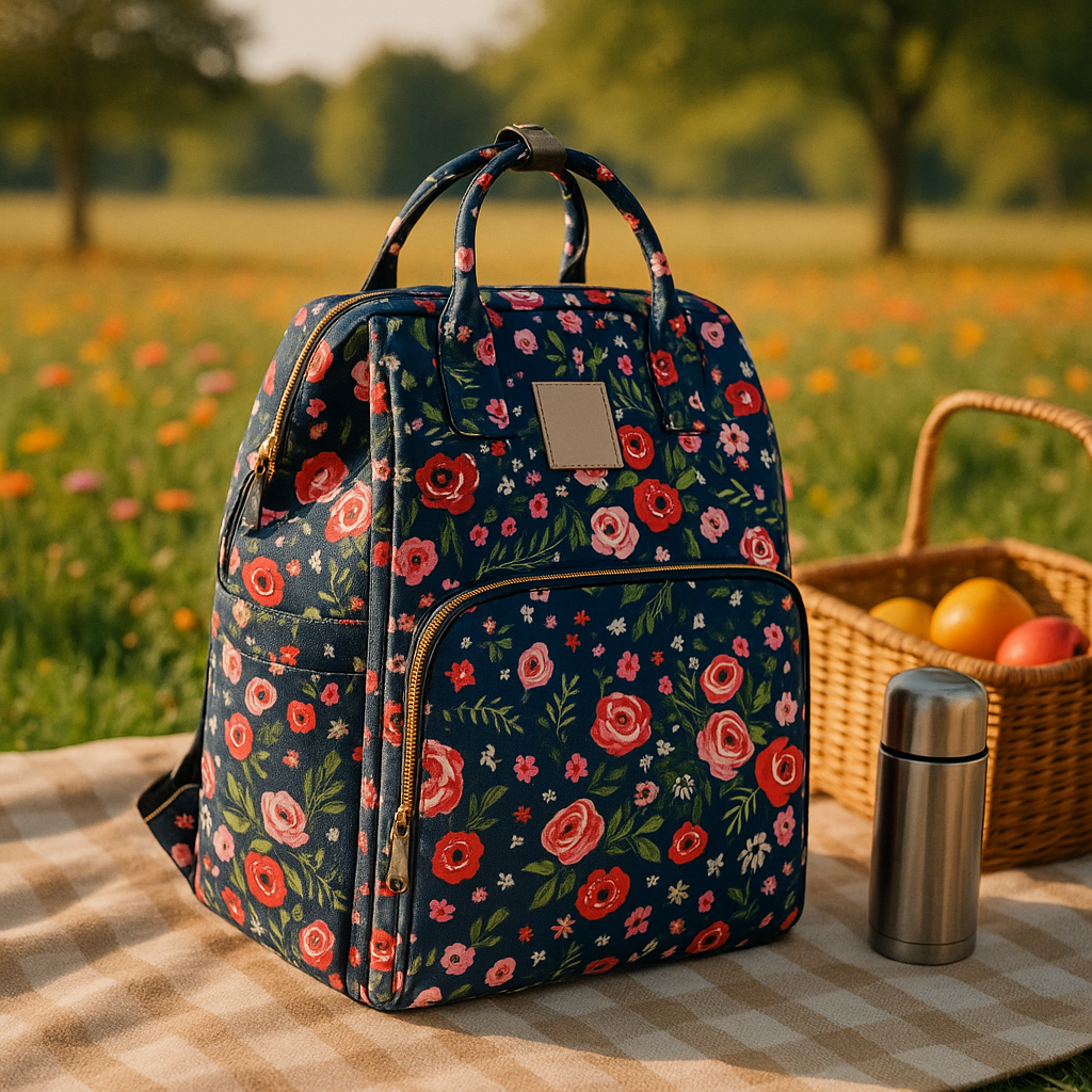 sac a langer fille bleu fleur ideale