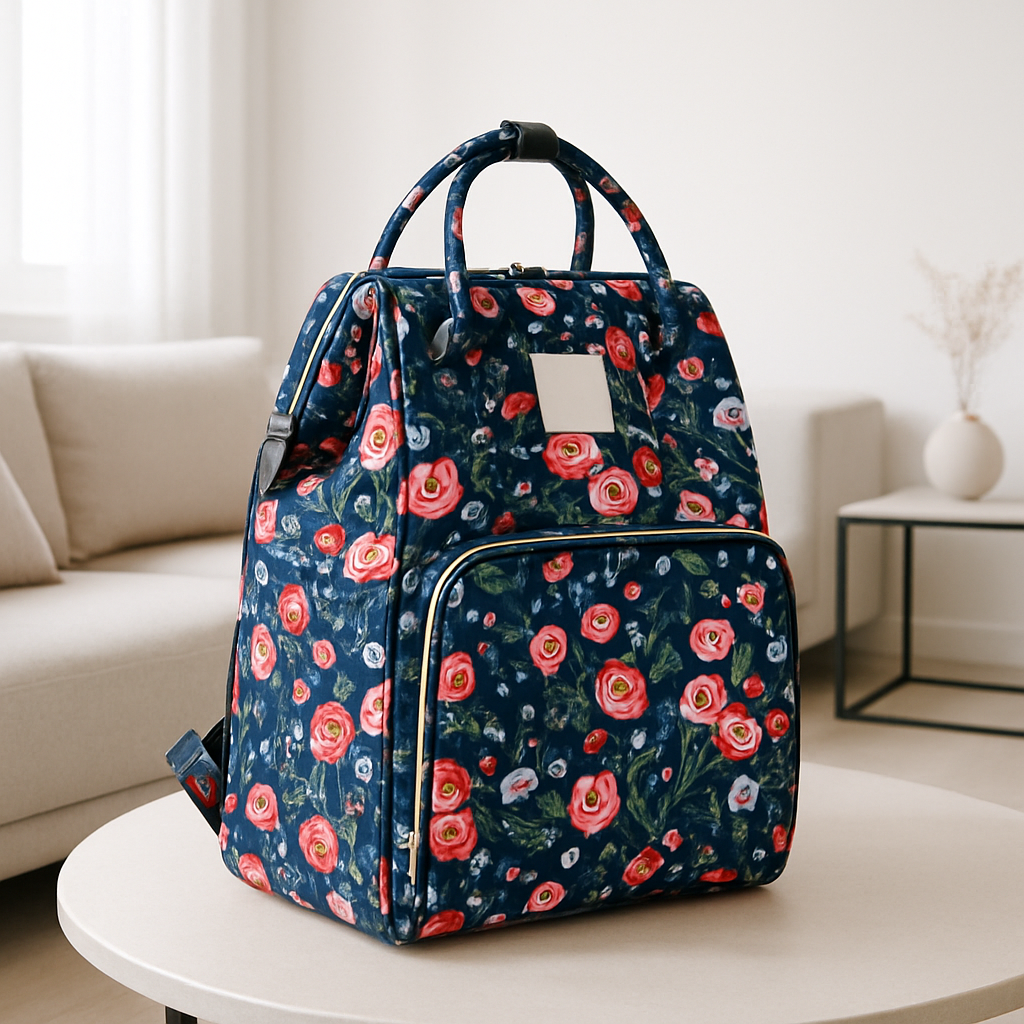 sac a langer fille bleu fleur organiser