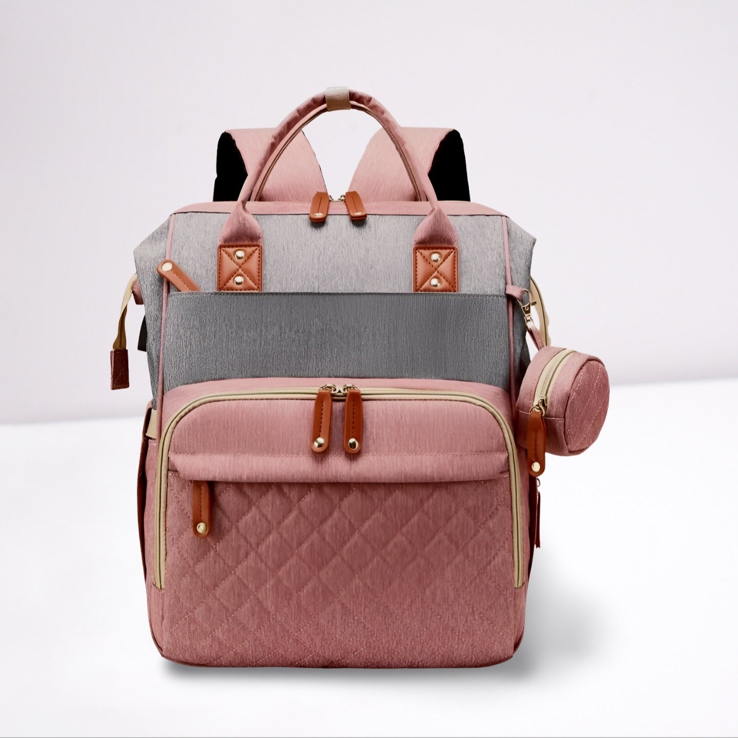 sac a langer garcon rose gris