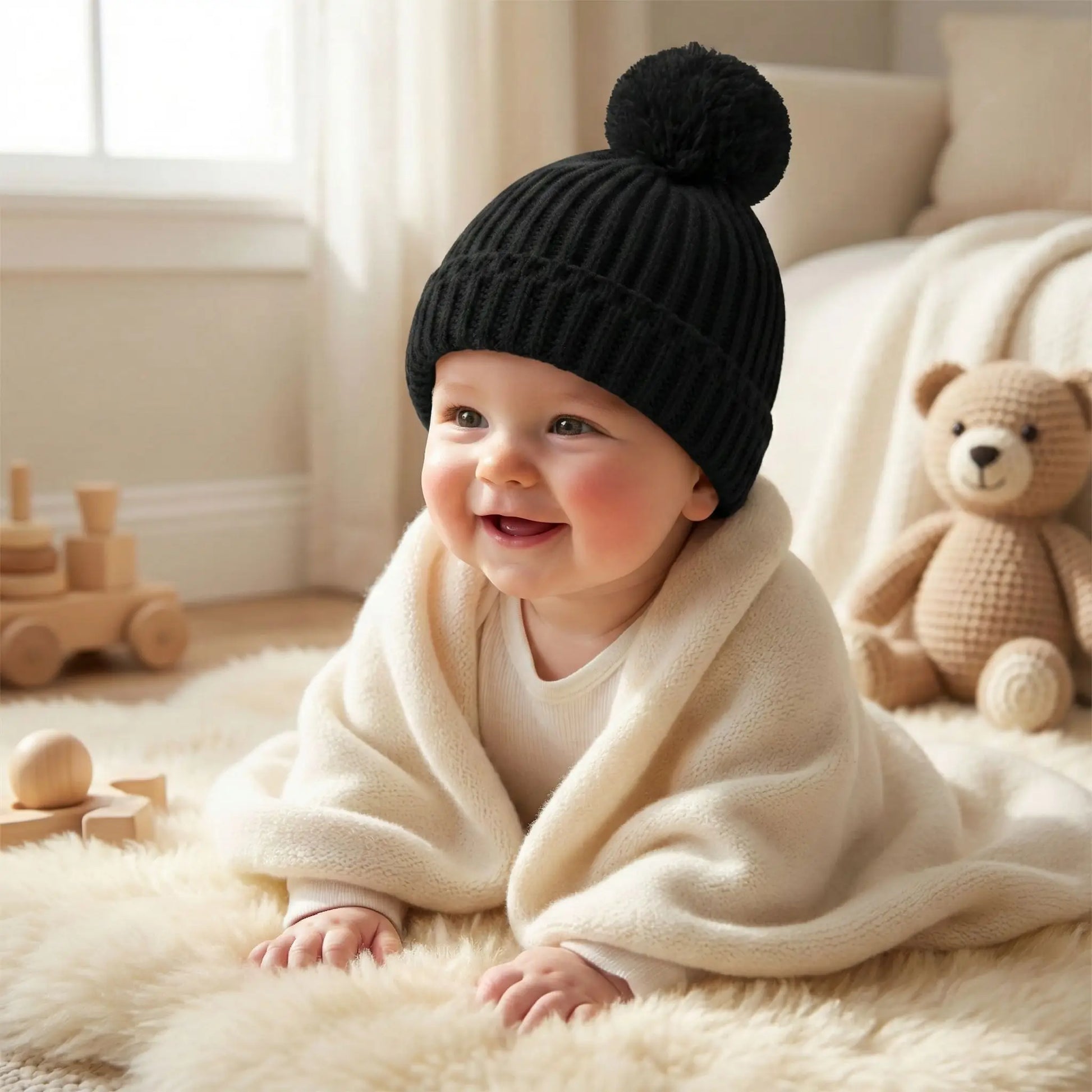 bonnet bebe au crochet noir