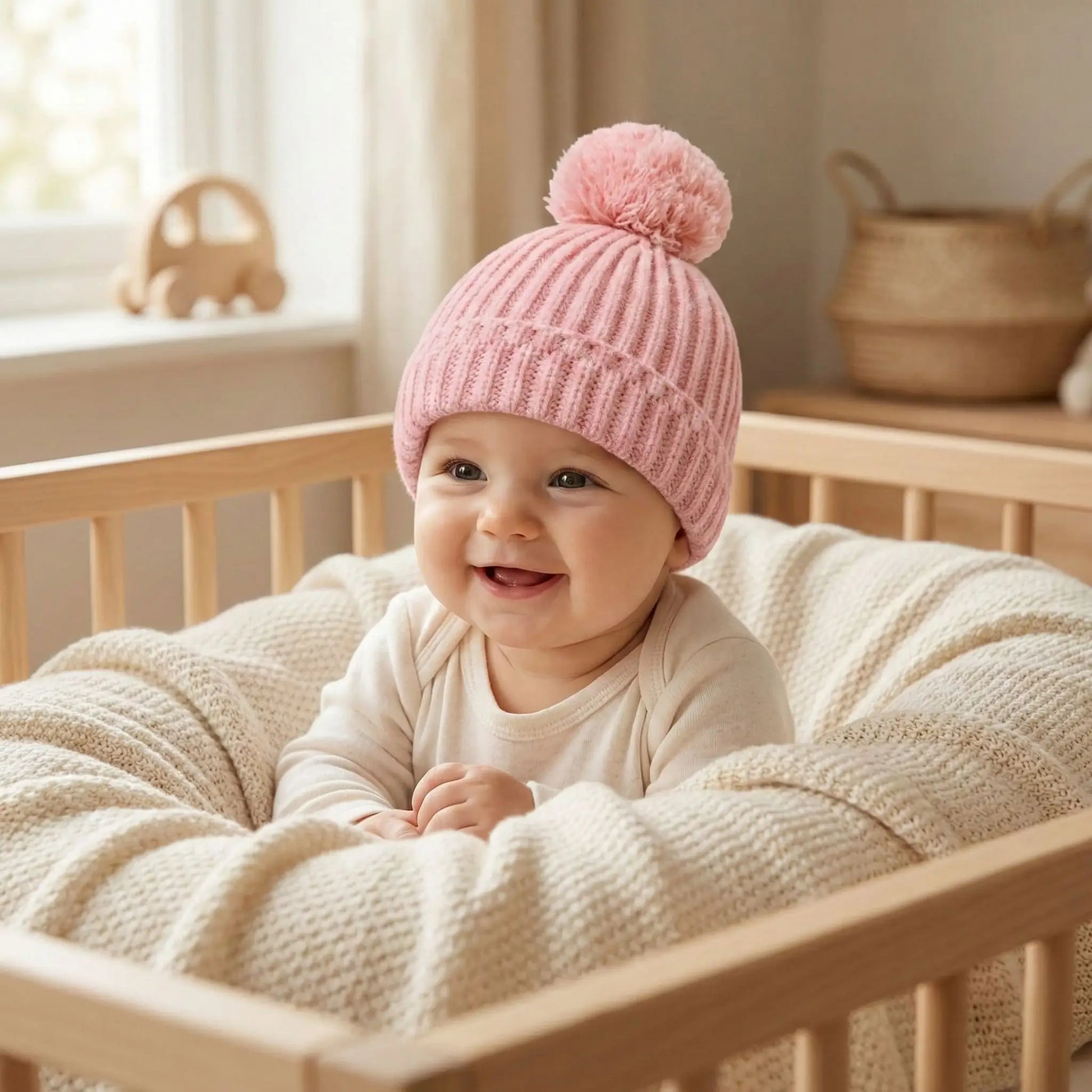 bonnet bebe au crochet rose