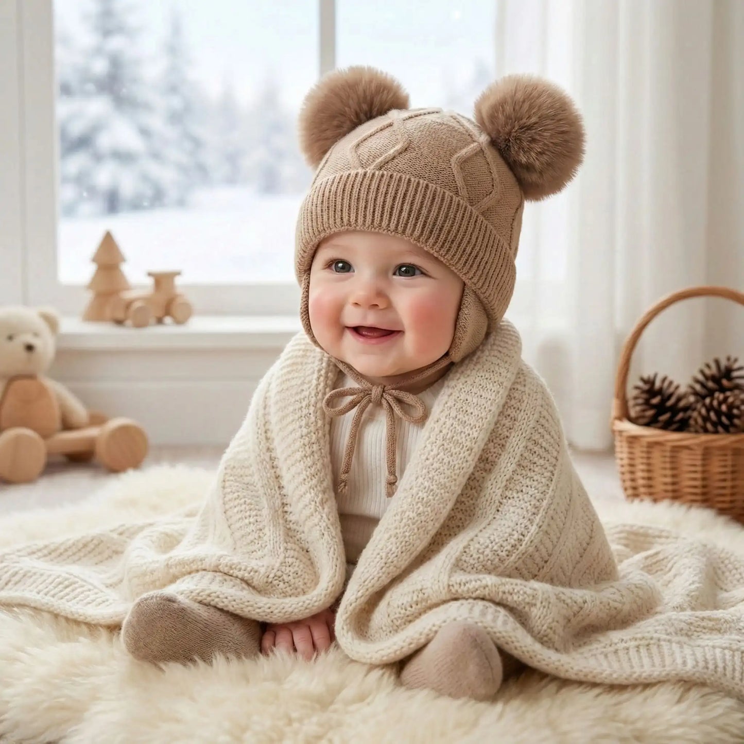 bonnet pour bebe au tricot cafe