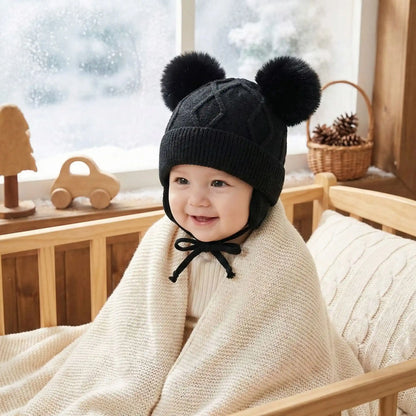 bonnet pour bebe au tricot noir