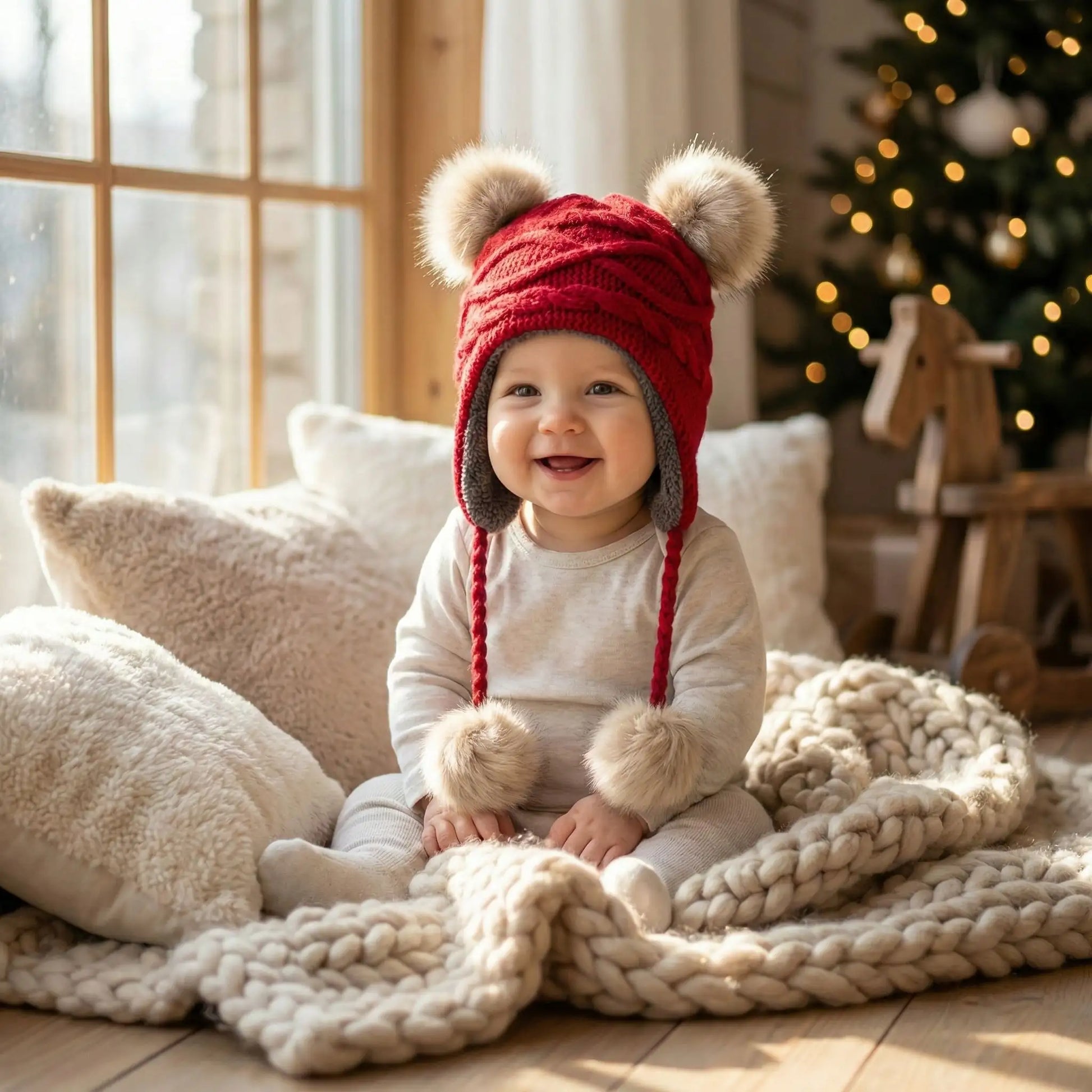 bonnet bébé fille rouge