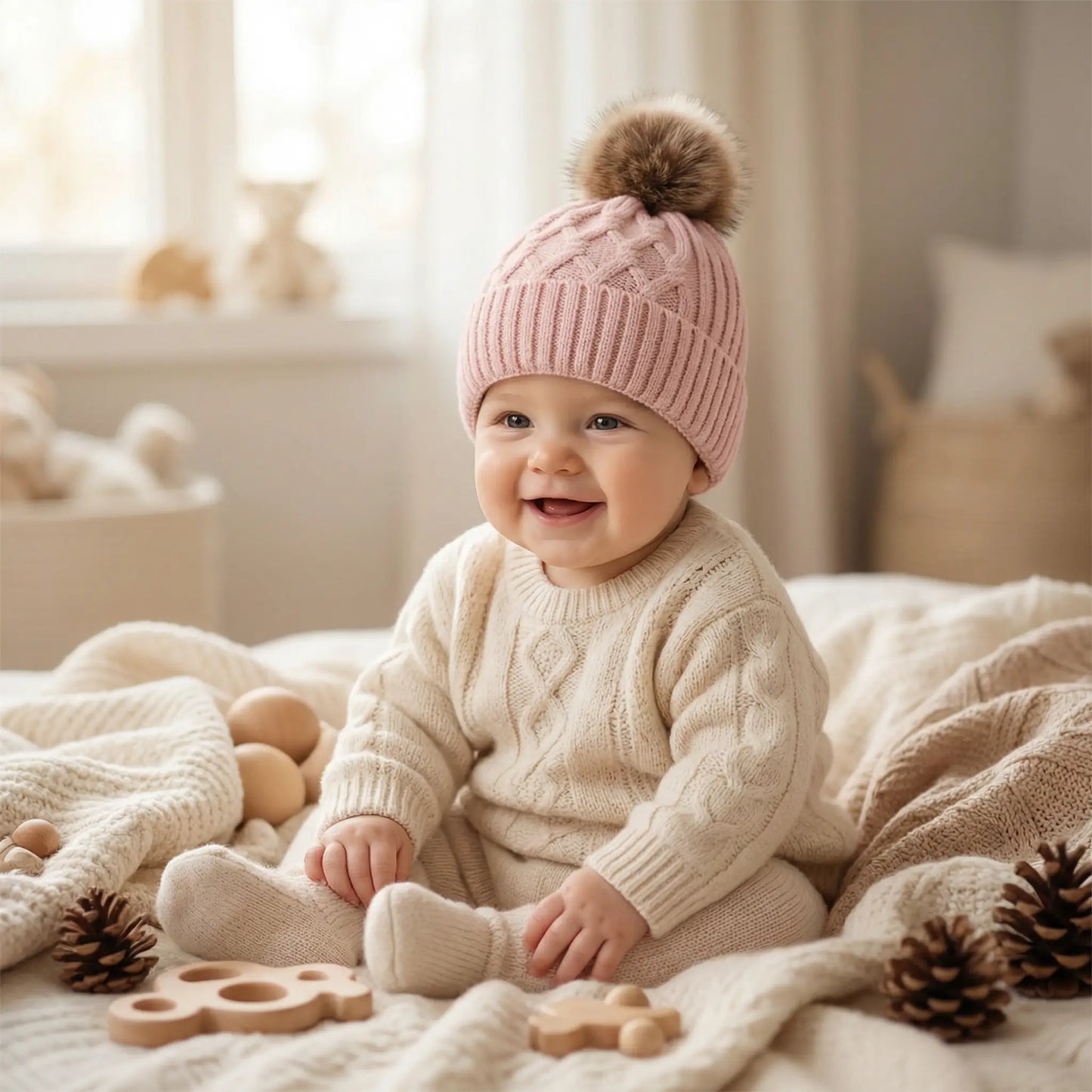 bonnet bébé fille rose