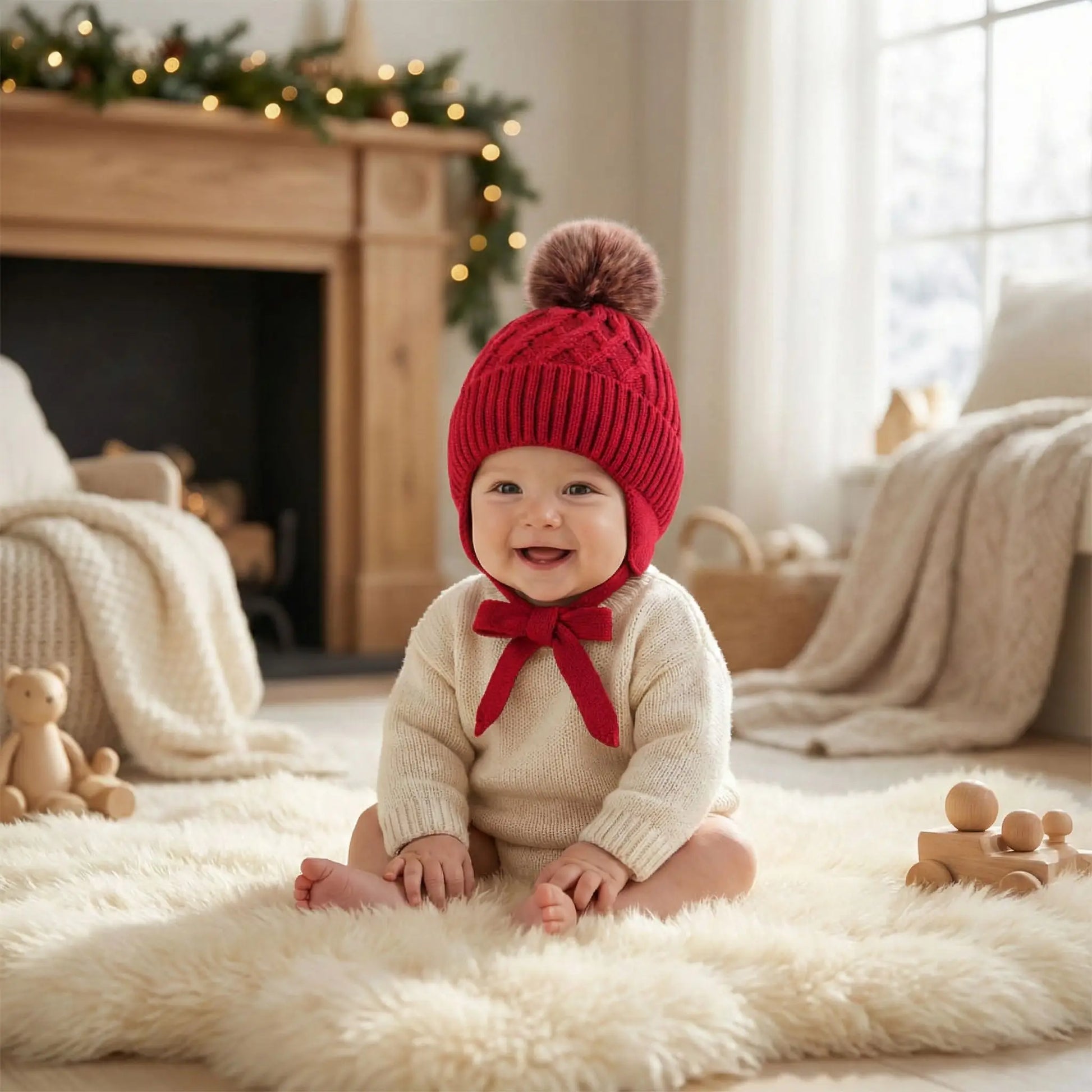 bonnet bébé fille rouge