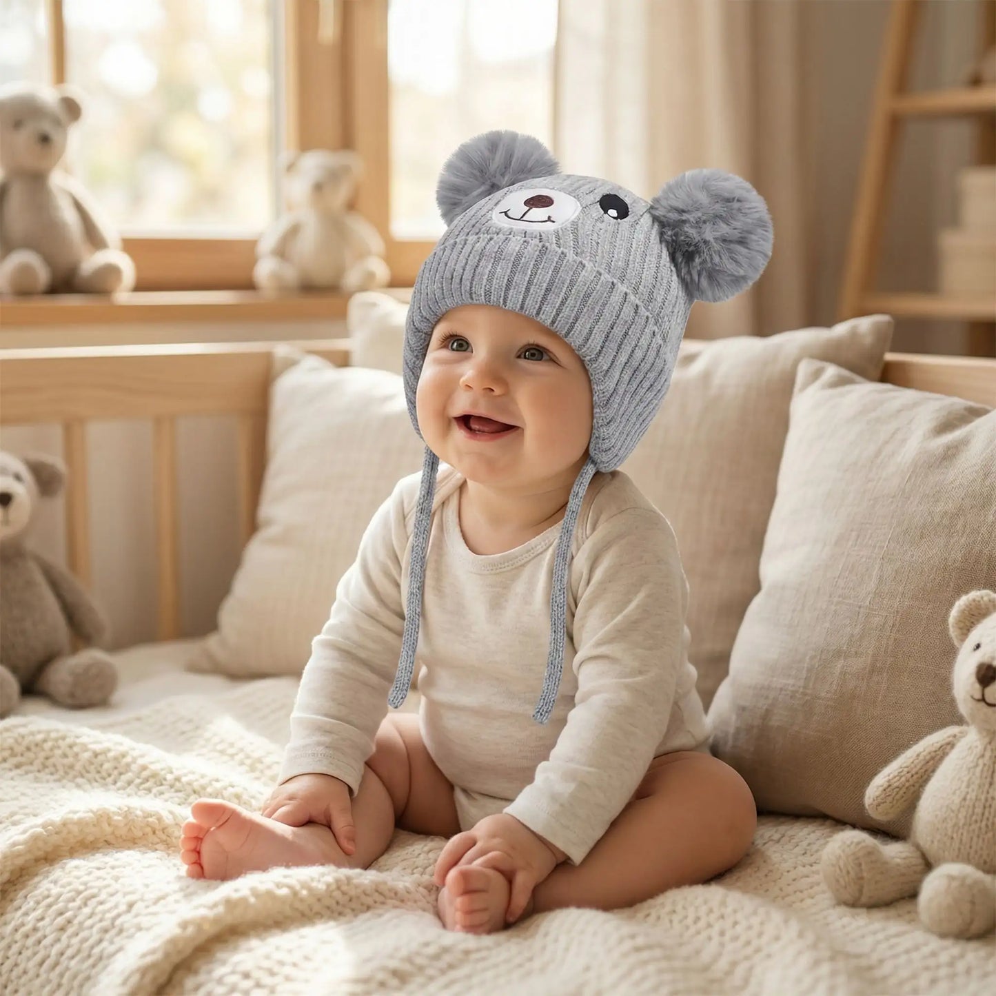 bonnet crochet pour bebe gris