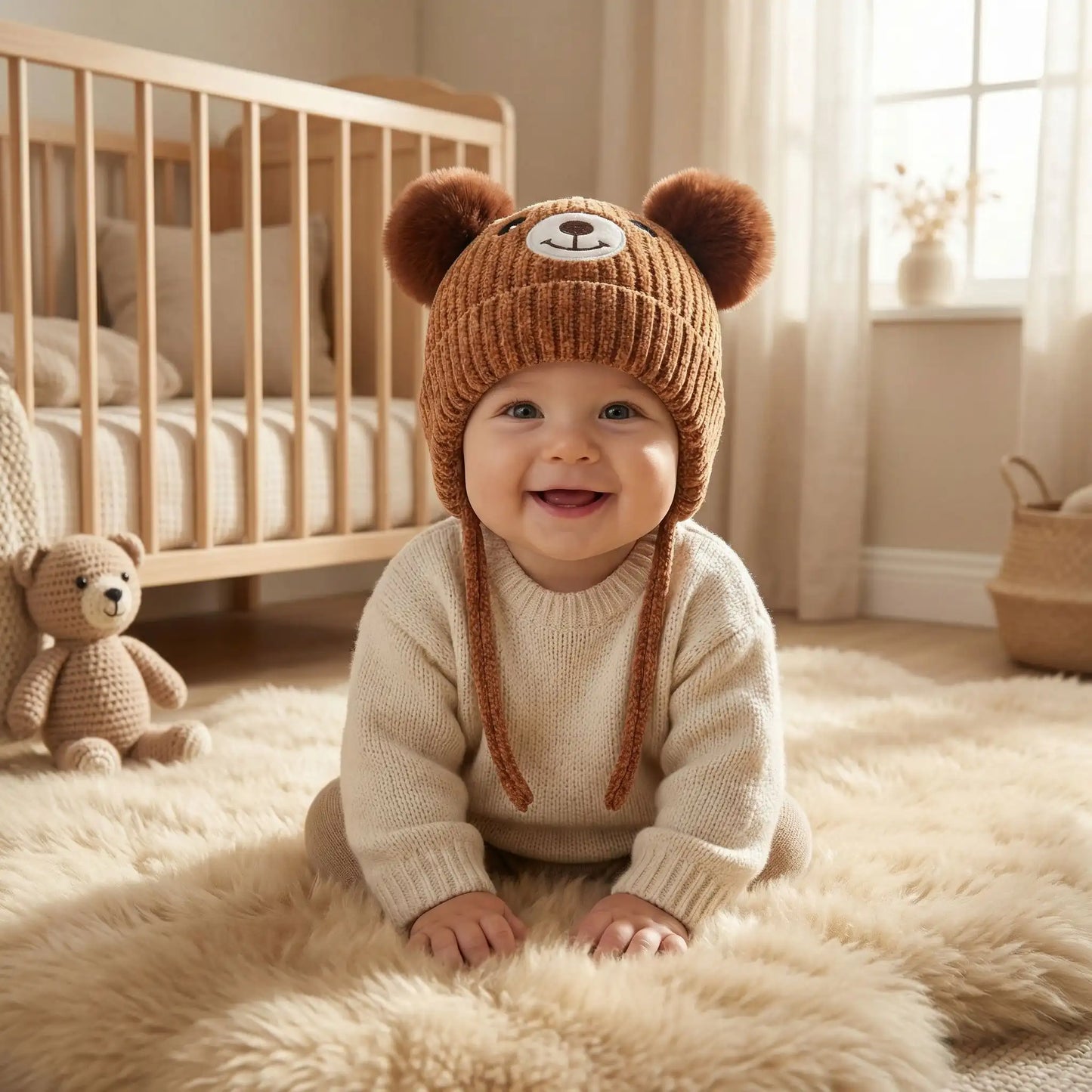 bonnet crochet pour bebe marron