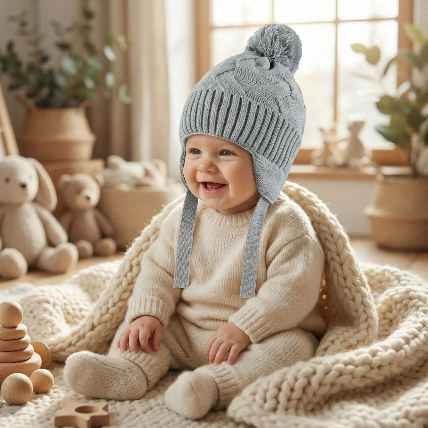bonnet crochet pour bebe gris