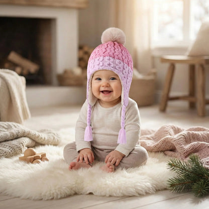 bonnet pour bebe au tricot violet