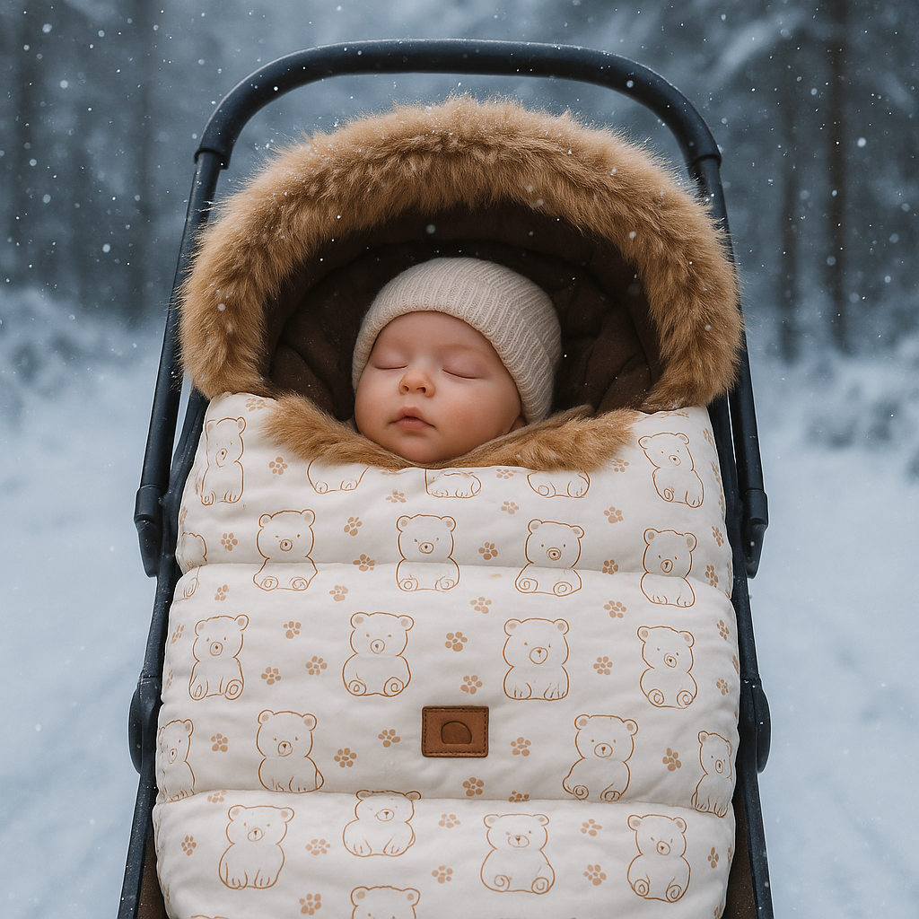 chanceliere pour poussette ours beige