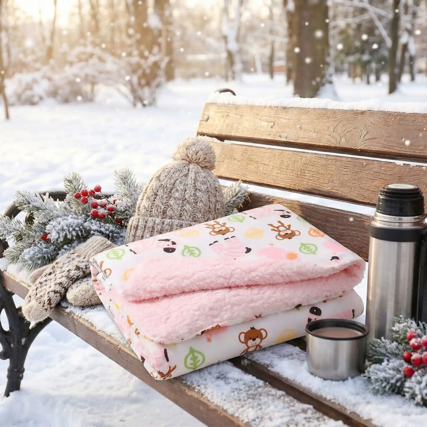 couverture bebe polaire rose