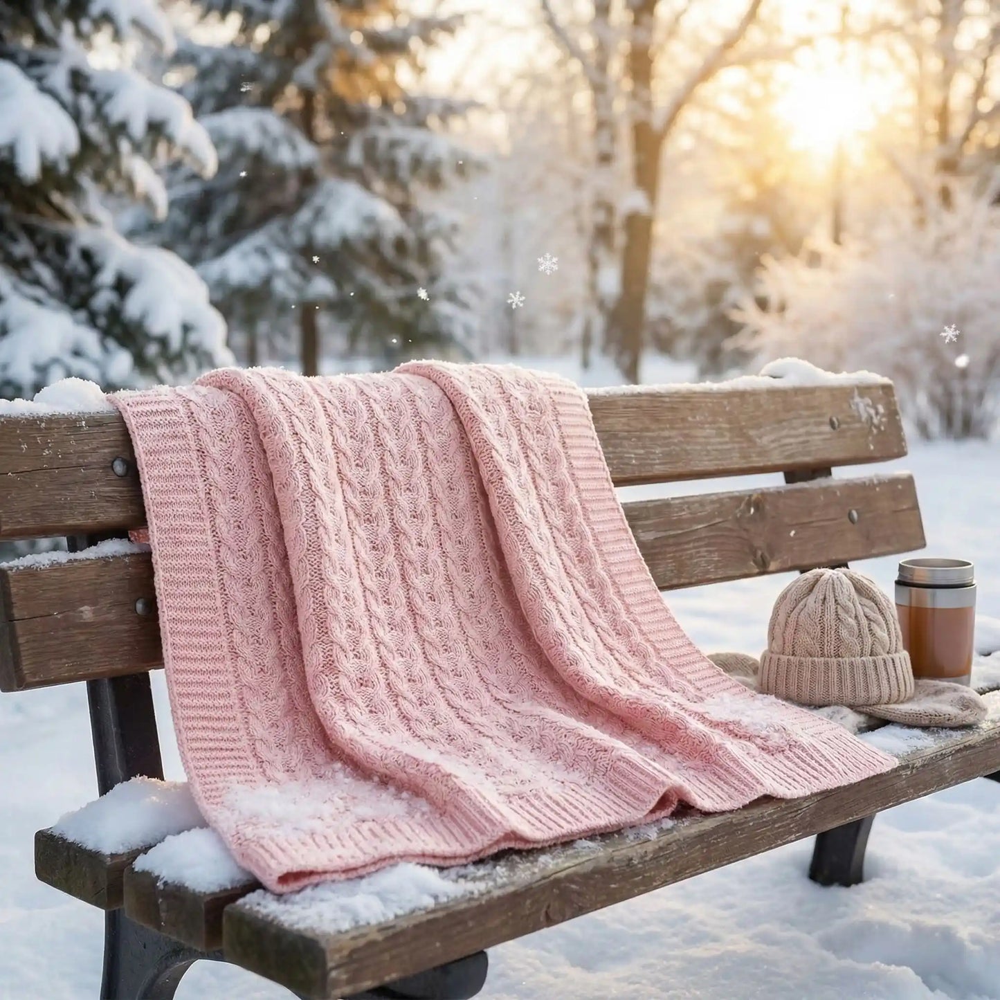 couverture bebe tricot rose