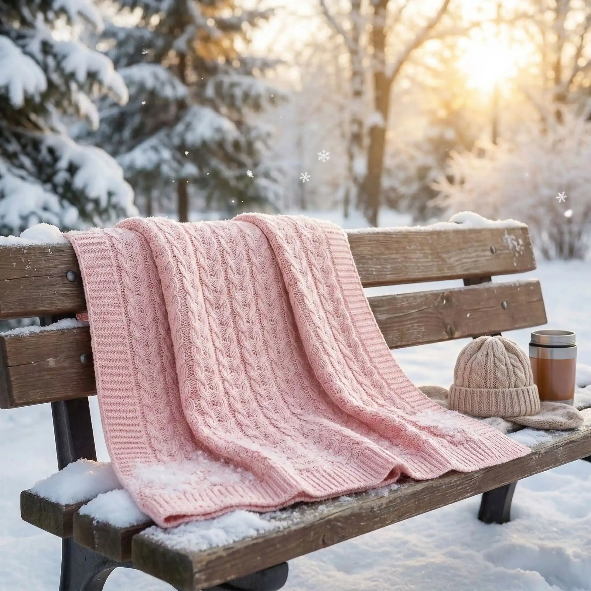 couverture bebe tricot rose