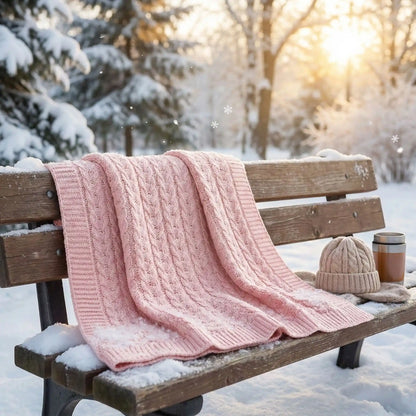 couverture bebe tricot rose