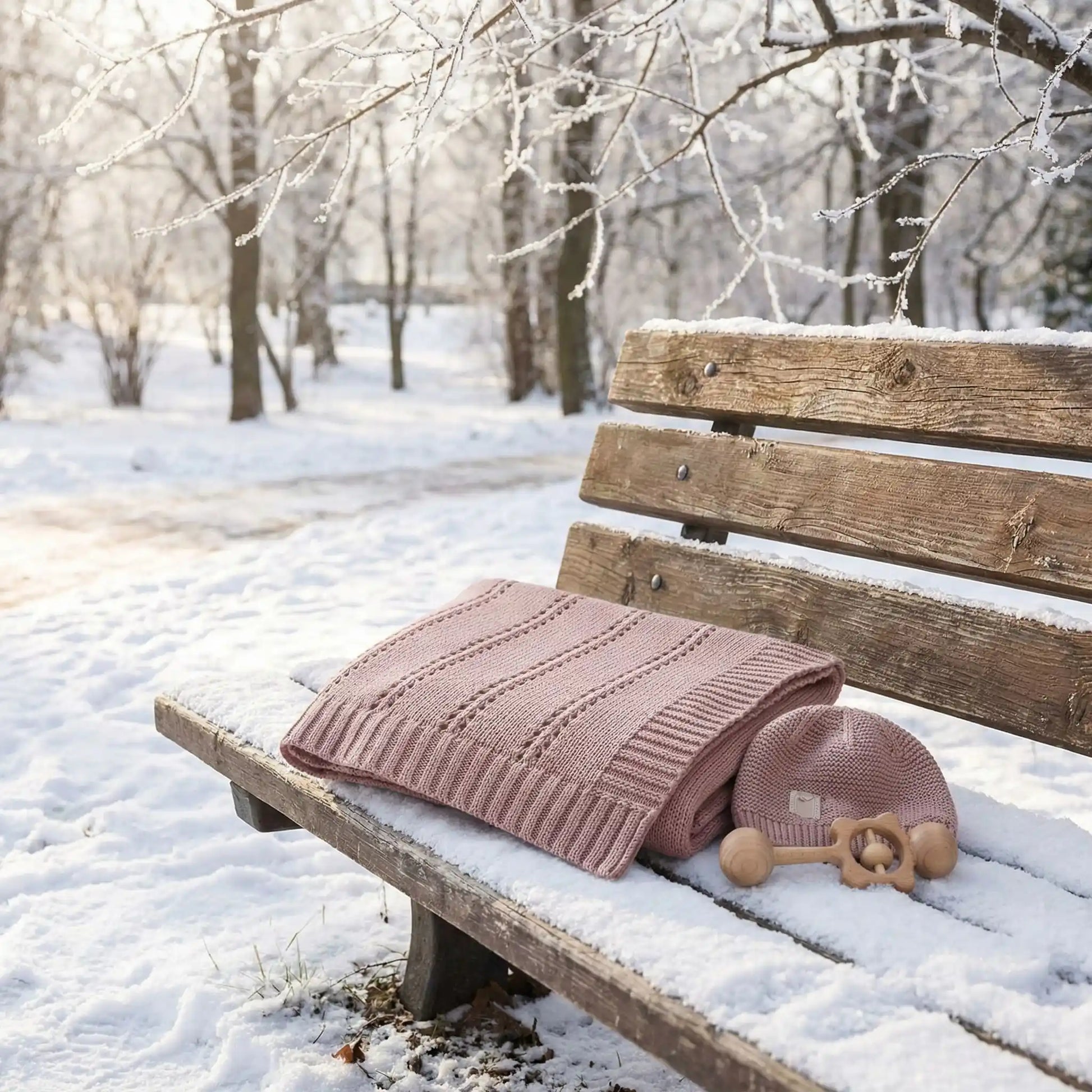 couverture bebe tricot rose