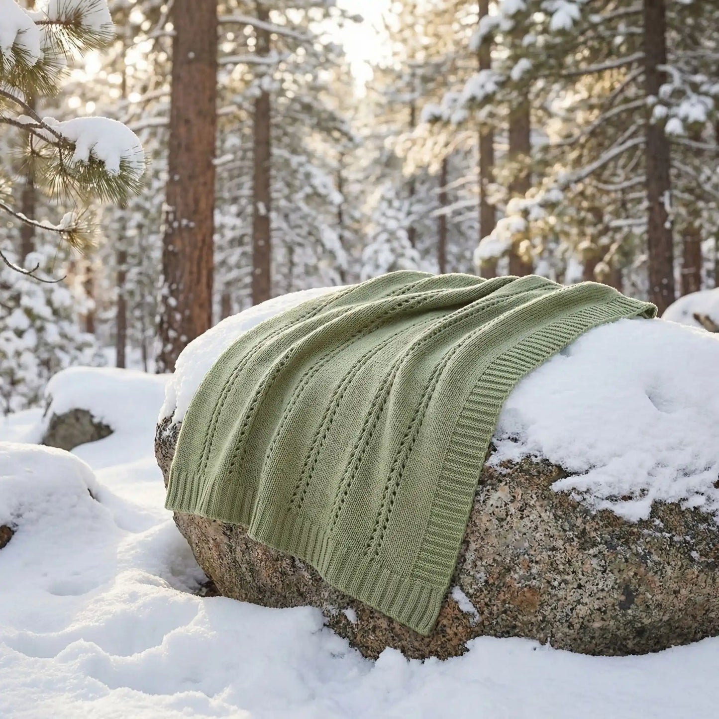 couverture bebe tricot vert