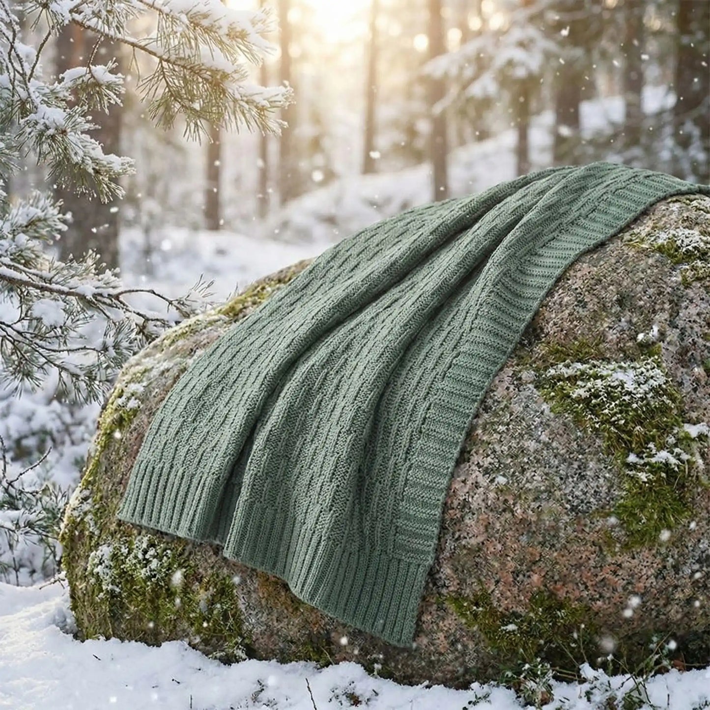 couverture bebe tricot vert