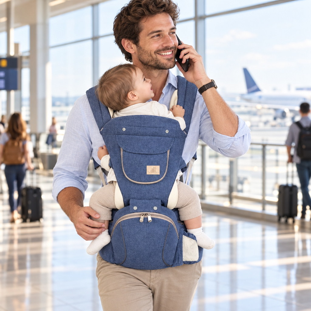 porte bébé ventral bleu
