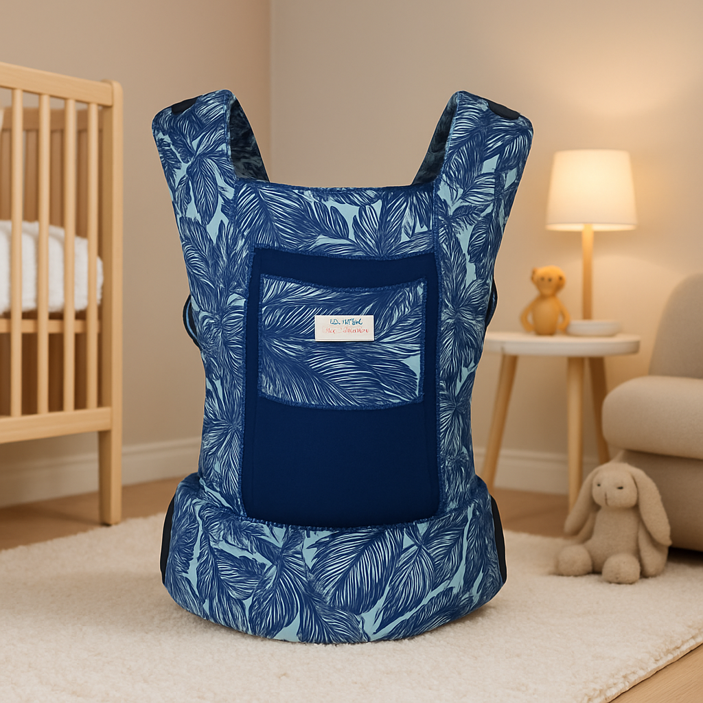 porte bebe dos feuilles bleues