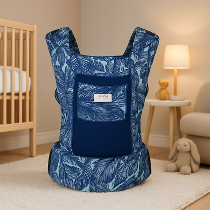 porte bebe dos feuilles bleues