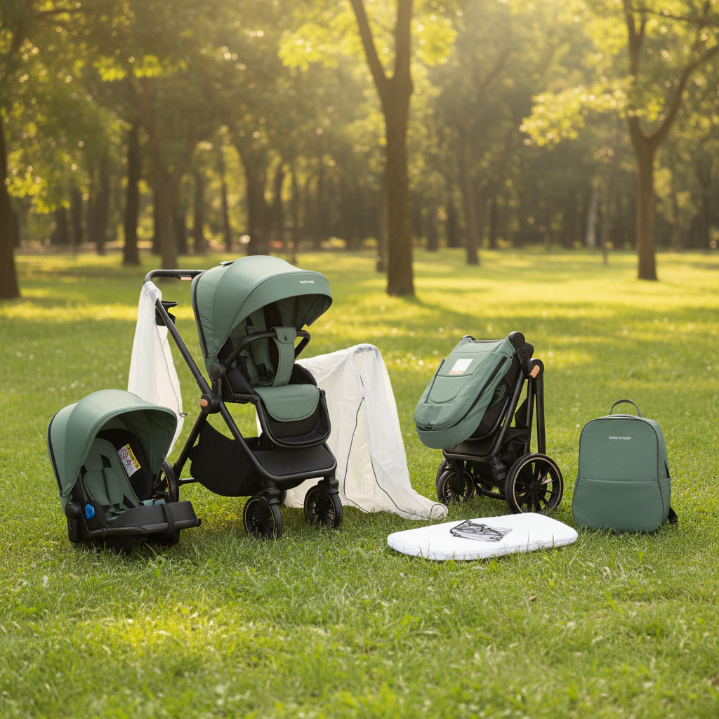 poussette pour les bébés vert