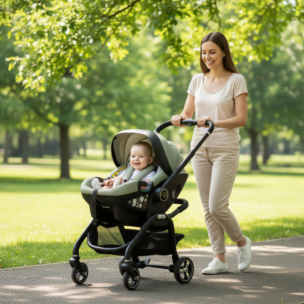 poussette ultra compacte verte