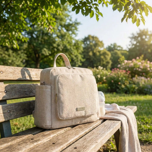 sac a dos a langer beige miel delicat beige