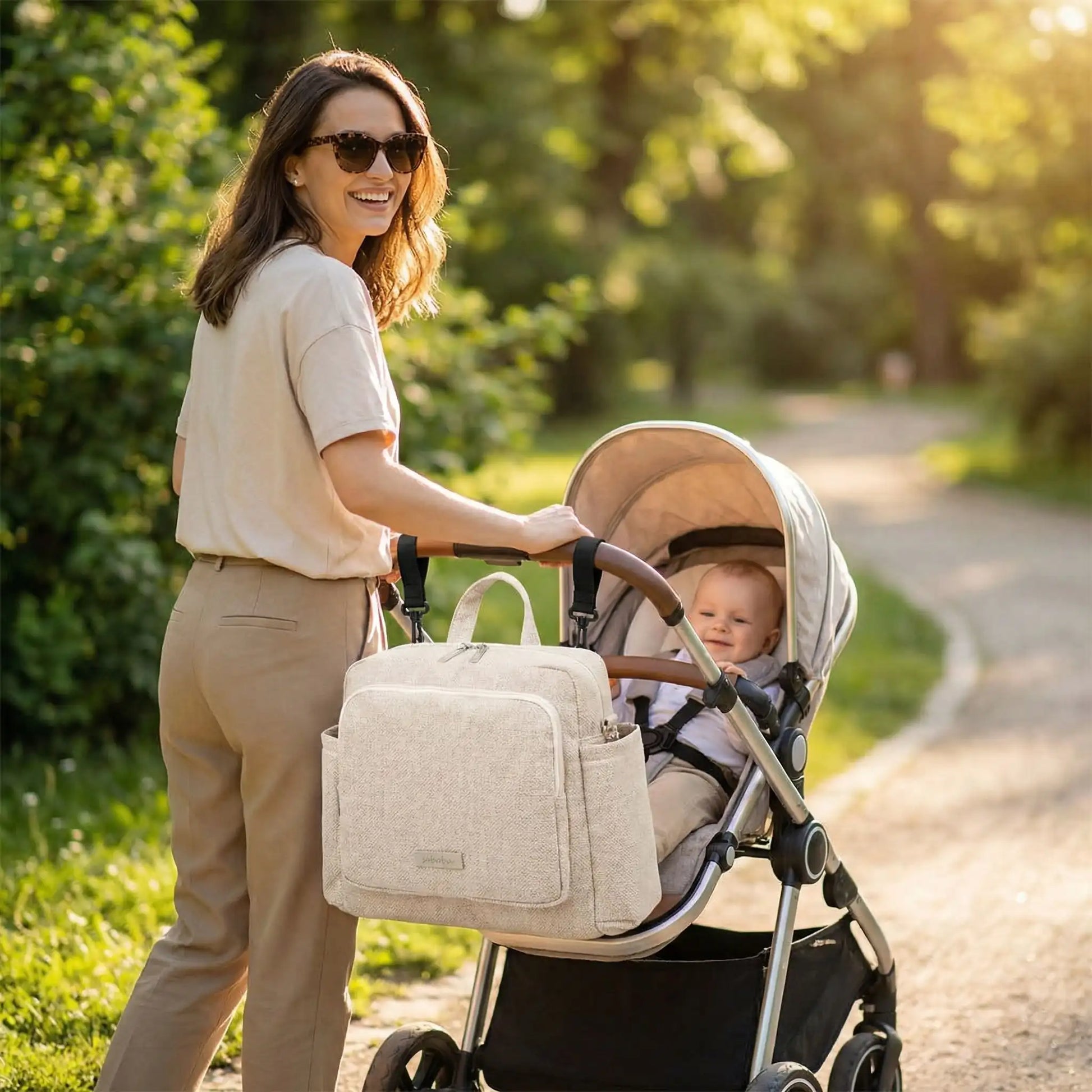 sac a dos a langer beige miel delicat deplacement