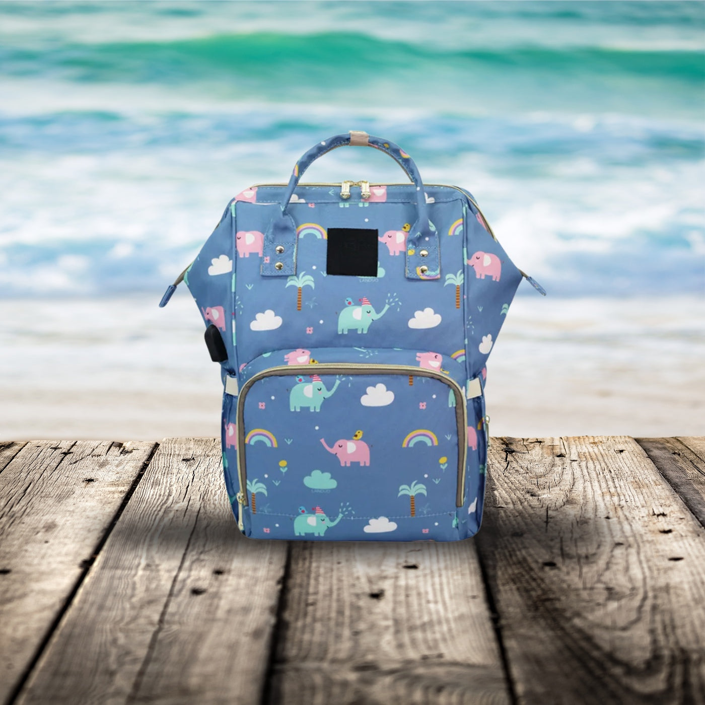 sac a dos a langer elephant bleu