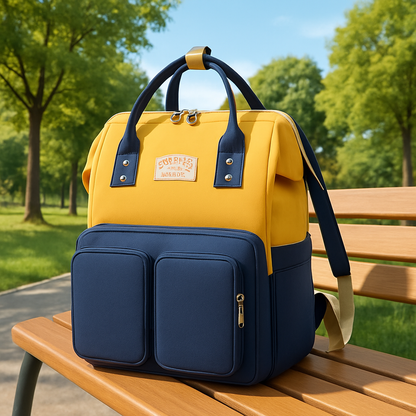 sac a dos a langer jaune bleu