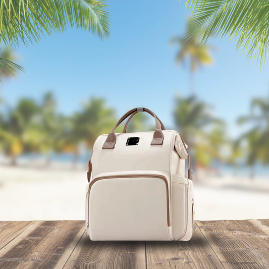 sac a langer a dos beige brun usb