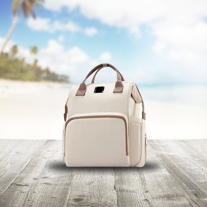 sac a langer a dos beige brun