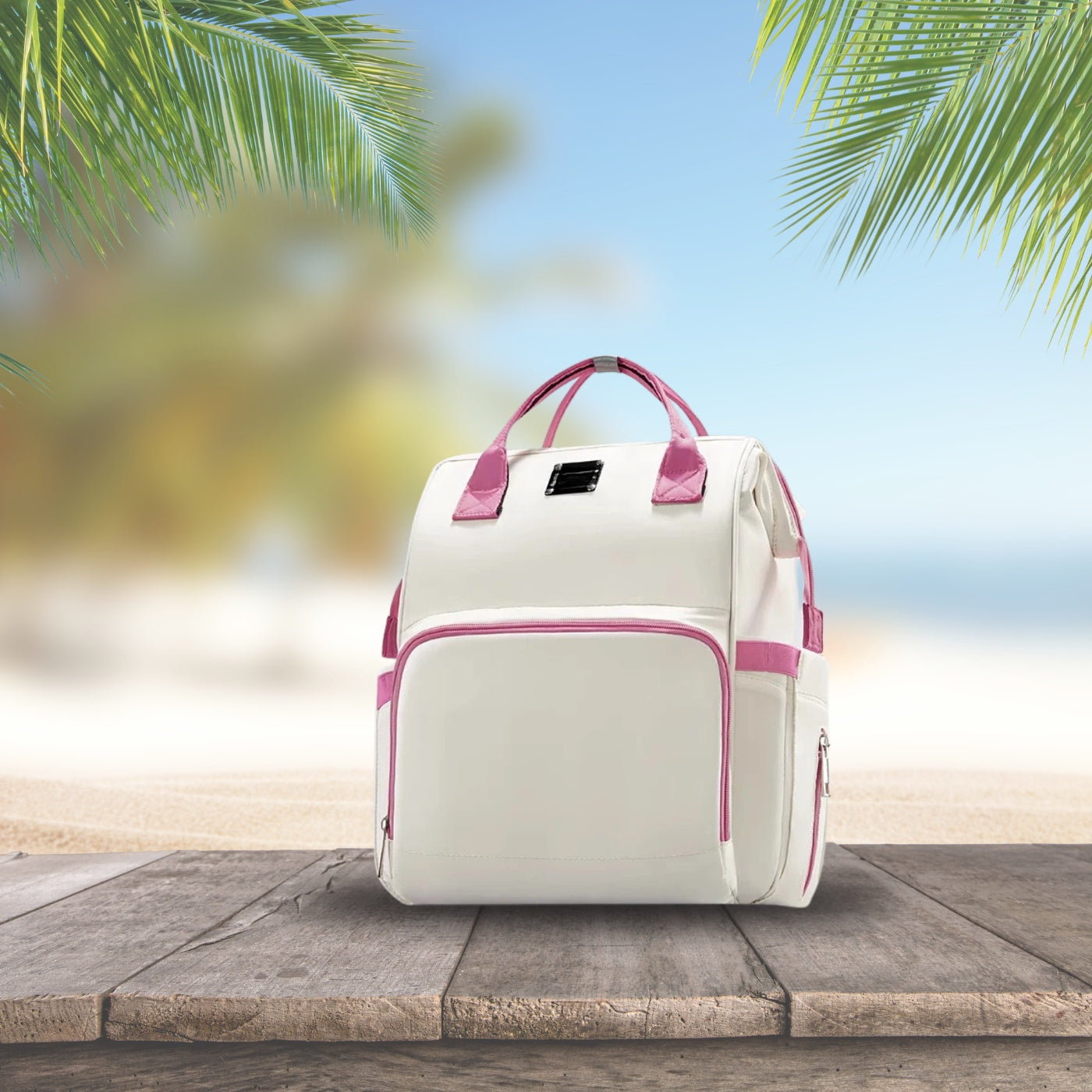 sac a langer a dos beige rose
