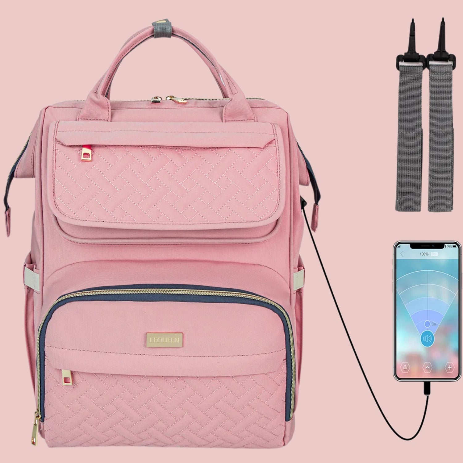 sac a langer a dos rose USB