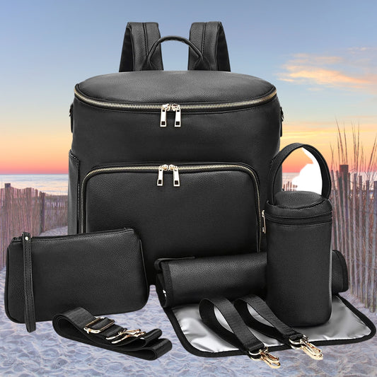 sac a langer cuir noir