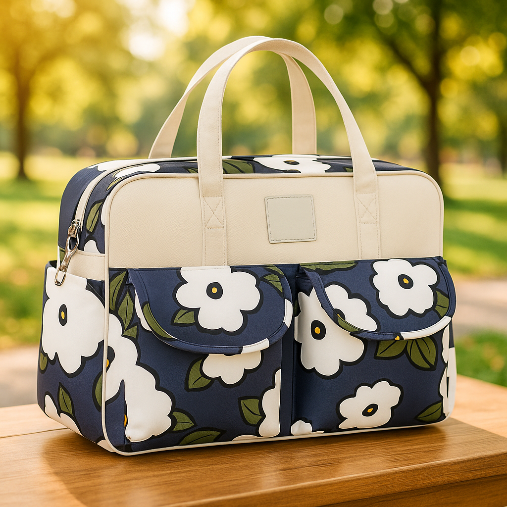 sac a langer fille fleur bleu