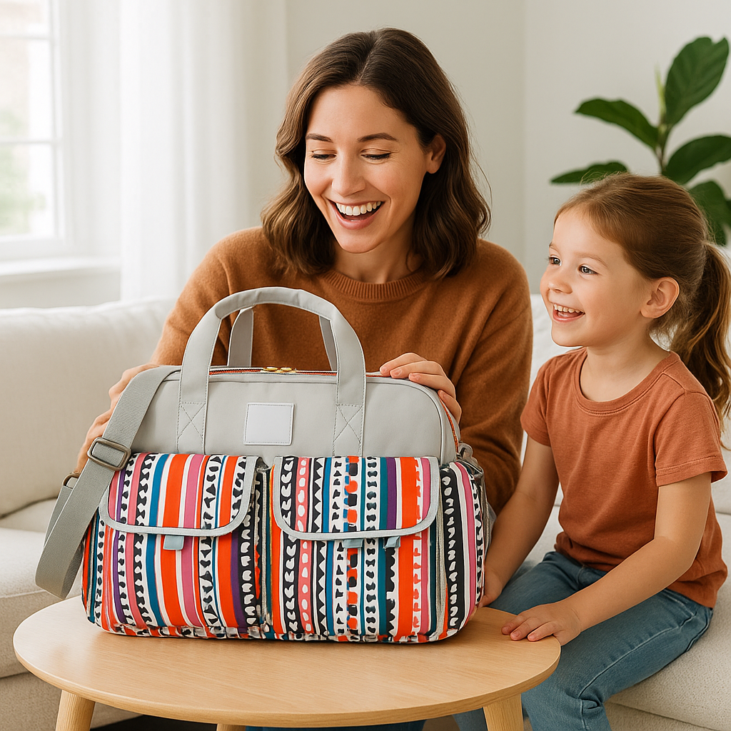 sac a langer fille geometrique colore