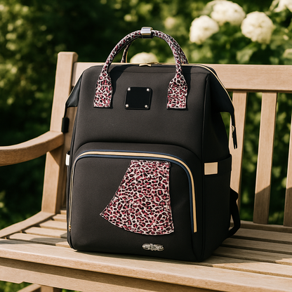 sac a langer noir leopard rose