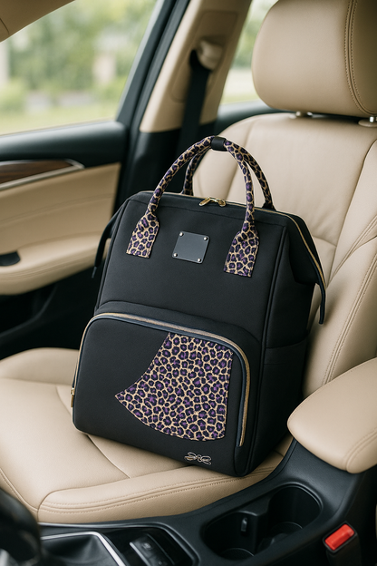 sac a langer noir leopard violet